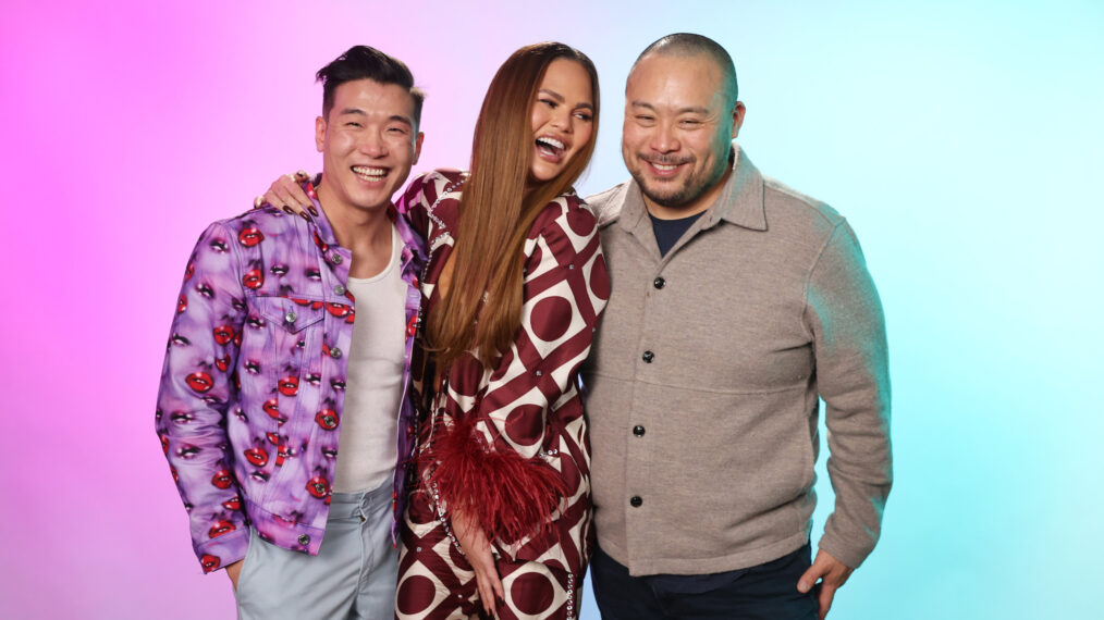 Joel Kim Booster, Chrissy Teigen and David Chang visit the IMDb Portrait Studio at Acura House of Energy on Location at Sundance 2024 on January 21, 2024 in Park City, Utah.