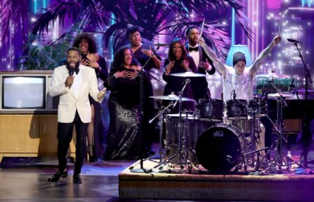Anthony Anderson and Travis Barker perform onstage during the 75th Primetime Emmy Awards