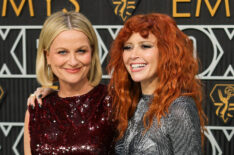 Amy Poehler and Natasha Lyonne attend the 75th Primetime Emmy Awards at Peacock Theater on January 15, 2024 in Los Angeles, California.