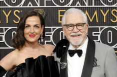 Nicole Ansari-Cox and Brian Cox attend the 75th Primetime Emmy Awards at Peacock Theater on January 15, 2024 in Los Angeles, California.