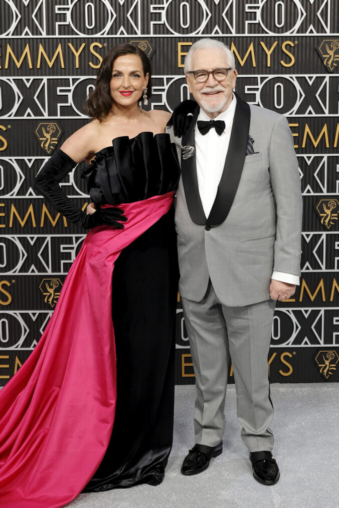 Nicole Ansari-Cox and Brian Cox attend the 75th Primetime Emmy Awards at Peacock Theater on January 15, 2024 in Los Angeles, California.