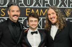 Eric Appel, Daniel Radcliffe and Weird Al Yankovic attend the 75th Primetime Emmy Awards at Peacock Theater on January 15, 2024 in Los Angeles, California.
