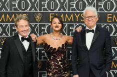 Martin Short, Selena Gomez and Steve Martin attend the 75th Primetime Emmy Awards at Peacock Theater on January 15, 2024 in Los Angeles, California.