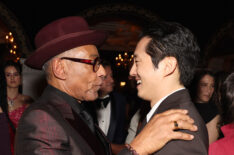 Giancarlo Esposito and Steven Yeun attend the 2024 Netflix Primetime Emmys after party on January 15, 2024 in Los Angeles, California.
