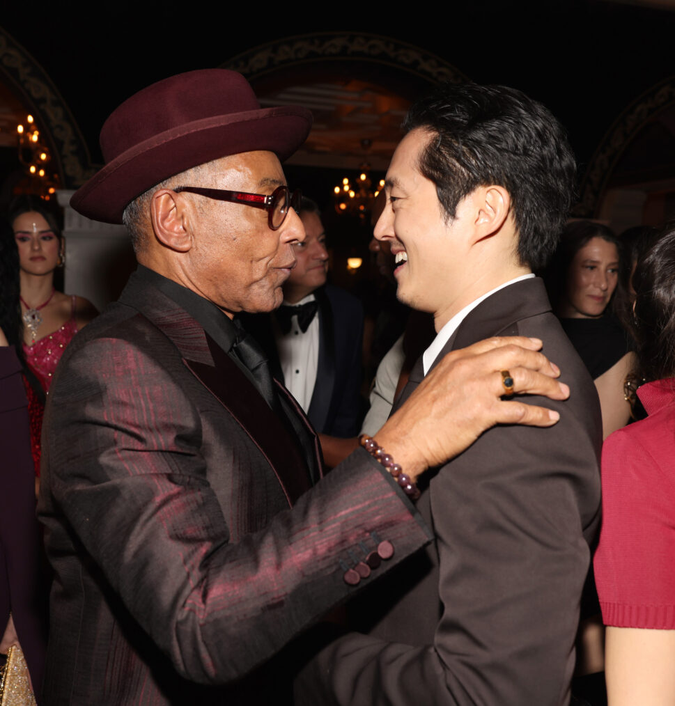 Giancarlo Esposito and Steven Yeun attend the 2024 Netflix Primetime Emmys after party on January 15, 2024 in Los Angeles, California.