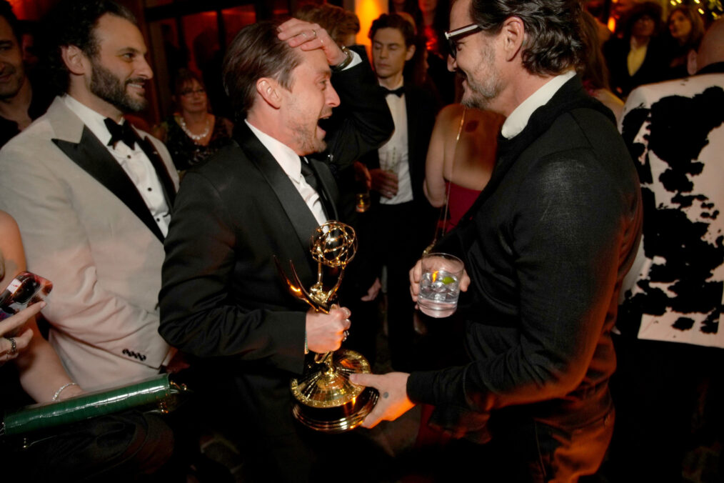 Kieran Culkin and Pedro Pascal attend attends the HBO & Max Post Emmys Reception at San Vicente Bungalows on January 15, 2024 in West Hollywood, California.