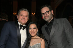 Ted Sarandos, Netflix CO-CEO, Ali Wong and Bill Hader attend the 2024 Netflix Primetime Emmys after party on January 15, 2024 in Los Angeles, California.