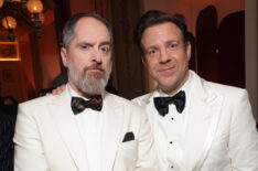 Brendan Hunt and Jason Sudeikis seen at the Apple TV+ Emmy Awards post ceremony reception at Mother Wolf on January 15, 2024 in Los Angeles, California.