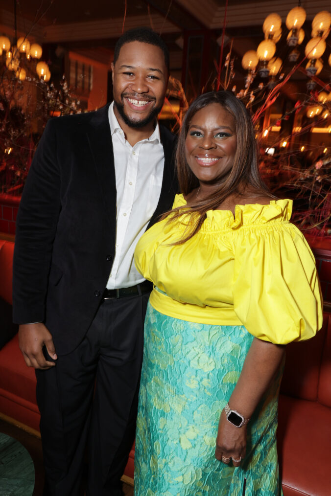 Luke Tennie (L) and Retta seen at the Apple TV+ Emmy Awards post ceremony reception at Mother Wolf on January 15, 2024 in Los Angeles, California.
