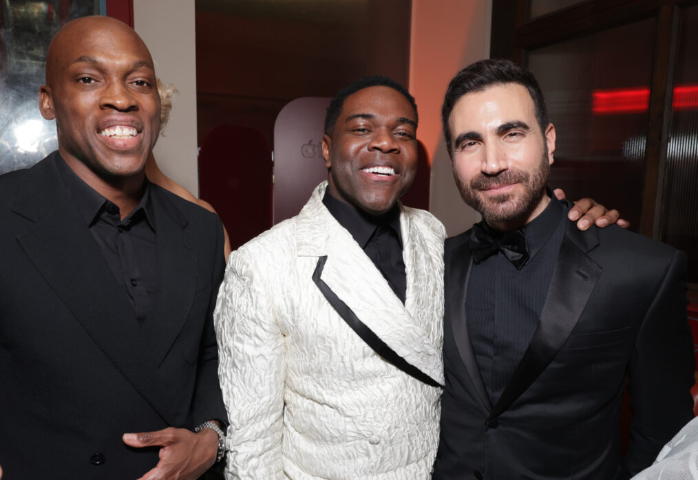 Moe Jeudy-Lamour, Sam Richardson and Brett Goldstein seen at the Apple TV+ Emmy Awards post ceremony reception at Mother Wolf on January 15, 2024 in Los Angeles, California.
