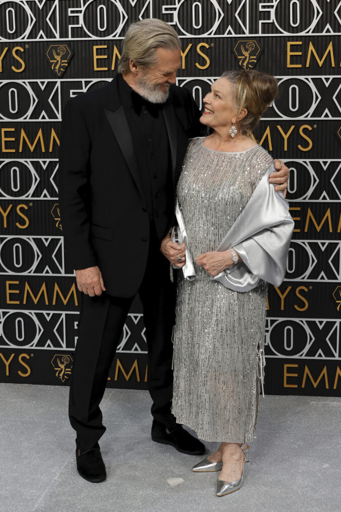 Jeff Bridges and Susan Geston attend the 75th Primetime Emmy Awards at Peacock Theater on January 15, 2024 in Los Angeles, California.