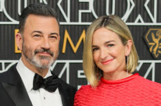 Jimmy Kimmel and Molly McNearney attend the 75th Primetime Emmy Awards at Peacock Theater on January 15, 2024 in Los Angeles, California.
