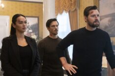 Vinessa Vidotto as Special Agent Cameron Vo, Greg Hovanessian as Damien Powell, and Luke Kleintank as Special Agent Scott Forrester in 'FBI: International' - Season 3 Premiere