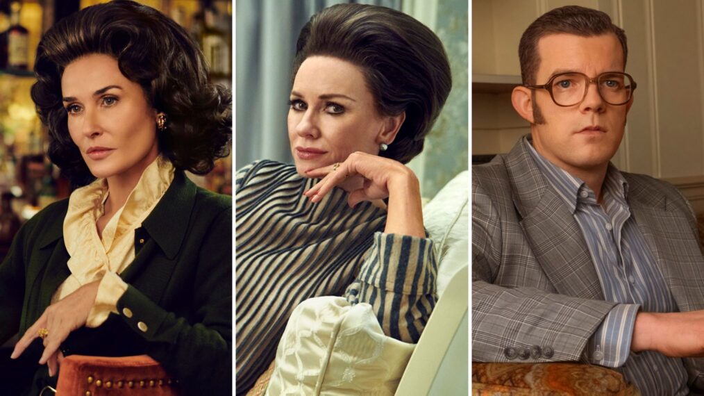 Demi Moore, Naomi Watts, and Russell Tovey in 'Feud: Capote Vs. The Swans'
