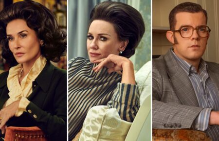 Demi Moore, Naomi Watts, and Russell Tovey in 'Feud: Capote Vs. The Swans'