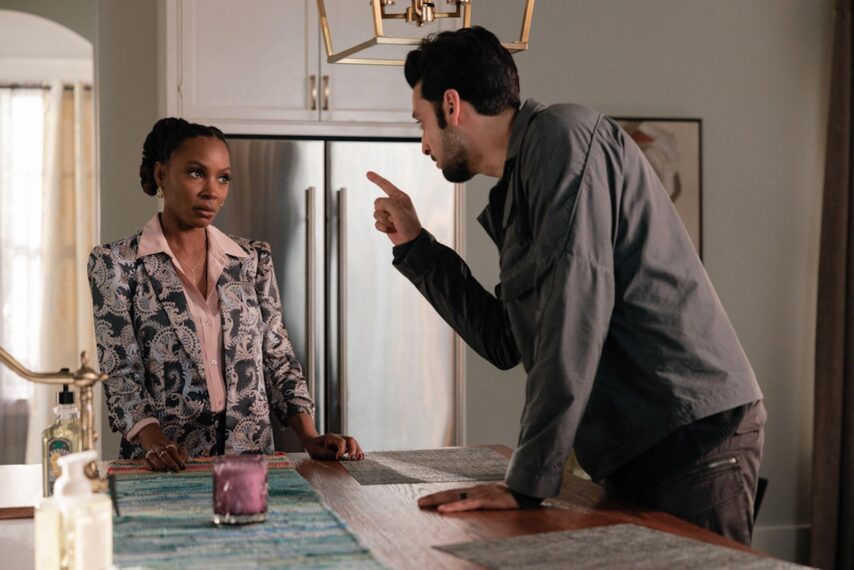 Shanola Hampton as Gabi Mosely, Karan Oberoi as Dhan Rana in 'Found' Season 1 Episode 12