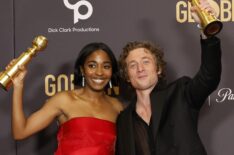 Ayo Edebiri and Jeremy Allen White at the Golden Globe Awards