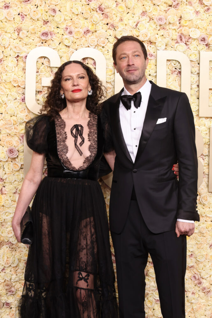 Yelena Yemchuk and Ebon Moss-Bachrach attend the 81st Annual Golden Globe Awards