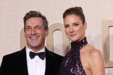 Jon Hamm and Anna Osceola attend the 81st Annual Golden Globe Awards
