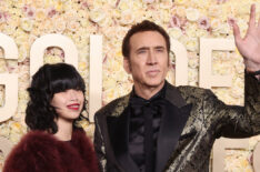 Riko Shibata and Nicolas Cage attend the 81st Annual Golden Globe Awards