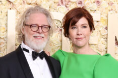 Tony McNamara and Belinda Bromilow attend the 81st Annual Golden Globe Awards
