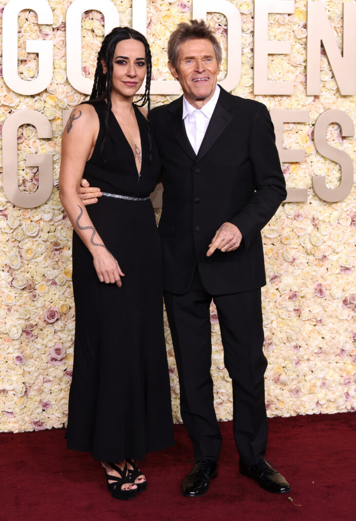 Giada Colagrande and Willem Dafoe attend the 81st Annual Golden Globe Awards