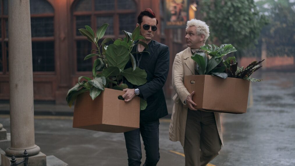 David Tennant as Crowley and Michael Sheen as Aziraphale in 'Good Omens' Season 2 Episode 4