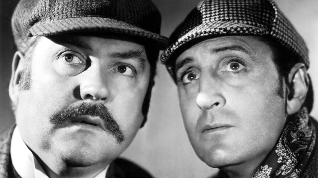 Nigel Bruce as John Watson and Basil Rathbone as Sherlock Holmes in 'The Hound of the Baskervilles'