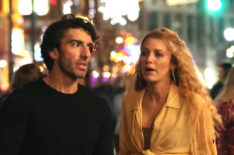 Justin Baldoni and Blake Lively are seen on the set of 'It Ends with Us' on January 12, 2024 in Jersey City, New Jersey.