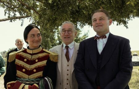 Lily Gladstone, Robert De Niro, and Leo DiCaprio in 'Killers of the Flower Moon'