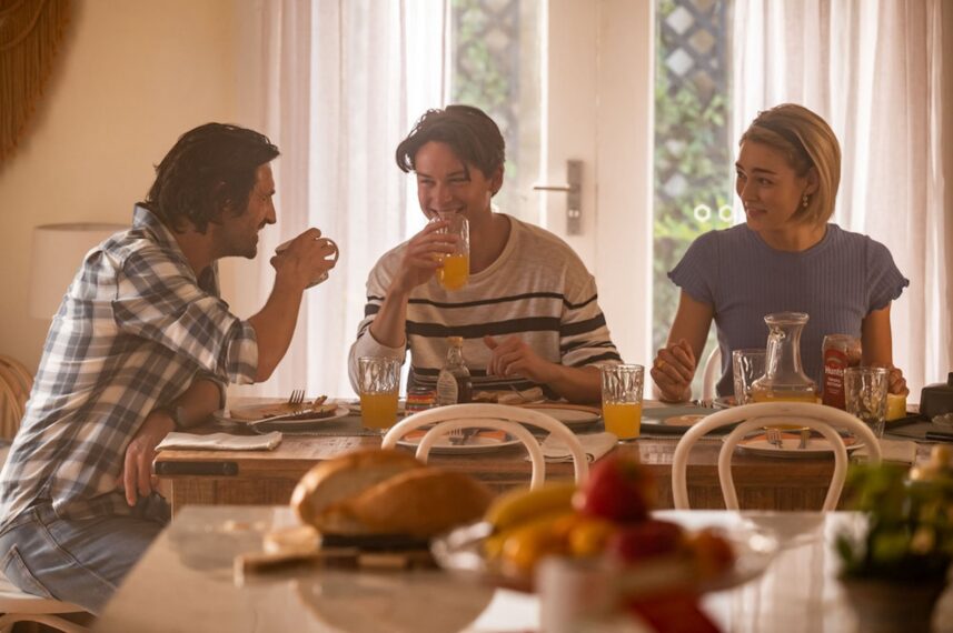Eoin Macken as Gavin, Jack Martin as Josh, and Zyra Gorecki as Izzy in 'La Brea' Season 3 Premiere