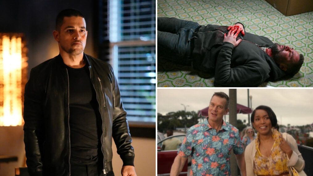 Wilmer Valderrama as NCIS Special Agent Nicholas “Nick” Torres in the 'NCIS' Season 21 Premiere, Patrick John Flueger as Adam Ruzek in the 'Chicago P.D.' Season 10 Finale, and Peter Krause as Bobby Nash and Angela Bassett as Athena Grant in the '9-1-1' Season 6 Finale