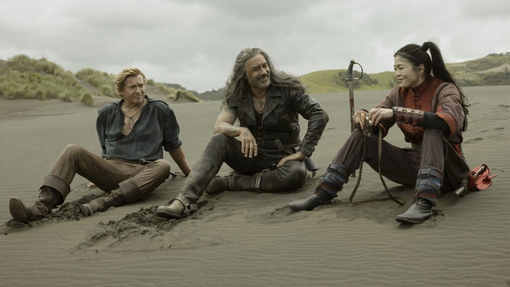 Rhys Darby, Taika Waititi, and Ruibo Qian in 'Our Flag Means Death' Season 2