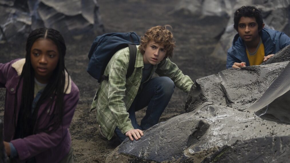 Leah Sava Jeffries, Walker Scobell, and Aryan Simhadri in 'Percy Jackson and the Olympians' Season 1 Episode 7