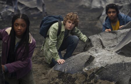 Leah Sava Jeffries, Walker Scobell, and Aryan Simhadri in 'Percy Jackson and the Olympians' Season 1 Episode 7