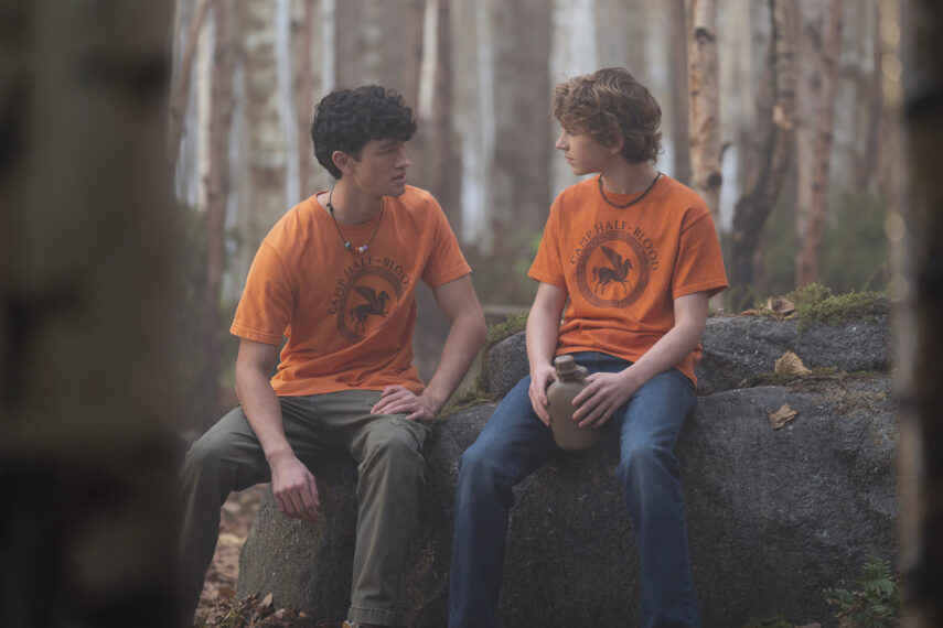 Charlie Bushnell as Luke, Walker Scobell as Percy in the 'Percy Jackson and the Olympians' Season 1 finale