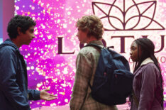 Aryan Simhadri, Walker Scobell, and Leah Sava Jeffries in 'Percy Jackson and the Olympians' Episode 6 Lotus Casino scene