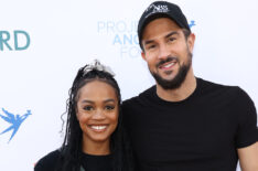 Rachel Lindsay and Bryan Abasolo attend Thanksgiving at Project Angel Food on November 23, 2023 in Los Angeles, California.