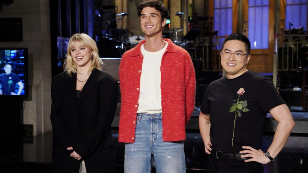 Reneé Rapp, Jacob Elordi, and Bowen Yang in SNL