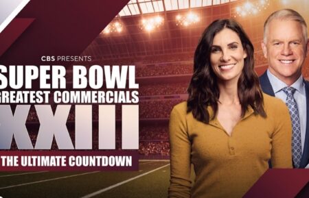 Daniela Ruah and Boomer Esiason in 'Super Bowl Greatest Commercials XXIII: The Ultimate Countdown' art