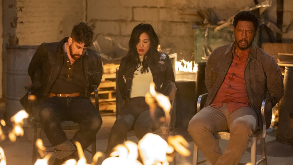 Adam Goldberg as Harry Keshegian, Liza Lapira as Melody “Mel” Bayani, and Tory Kittles as Detective Marcus Dante in 'The Equalizer' Season 4 Premiere