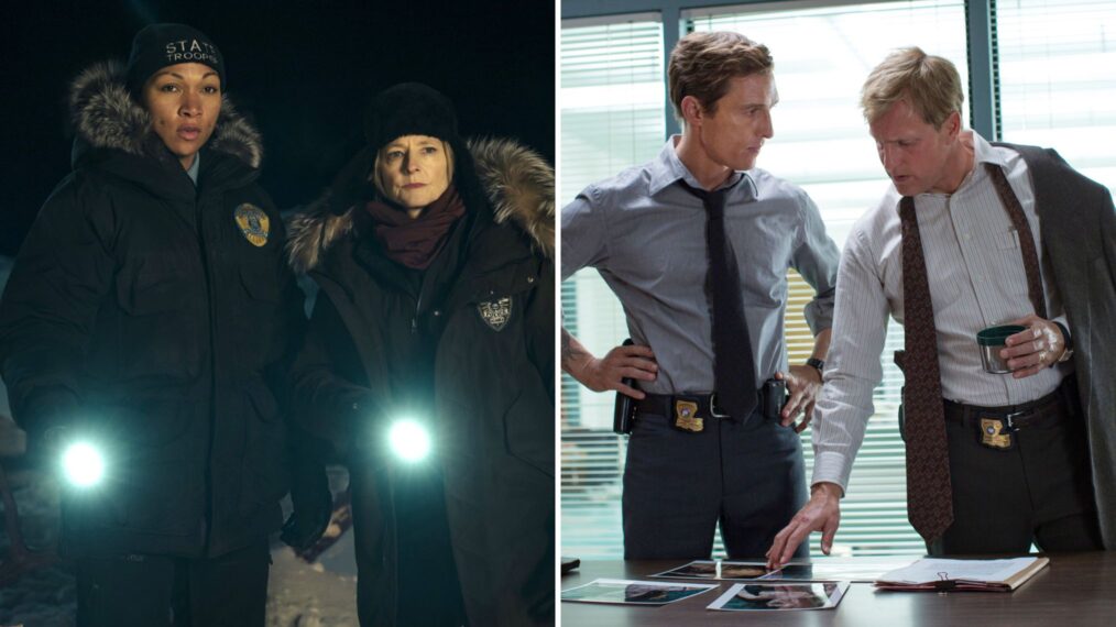 Kali Reis, Jodie Foster, Matthew McConaughey, and Woody Harrelson in 'True Detective'