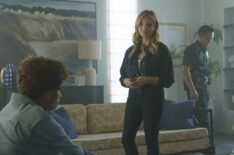 Armani Jackson as Everett Lang, Sarah Michelle Gellar as Kristin Ramsy, and Lanny Joon as Officer Jason Jang in 'Wolf Pack'