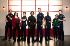 “9-1-1” stars Oliver Stark as Evan “Buck” Buckley, Jennifer Love Hewitt as Maddie Kendall, Kenneth Choi as Howie “Chimney” Han, Angela Bassett as Athena Grant, Peter Krause as Bobby Nash, Aisha Hinds as Henrietta “Hen” Wilson, Gavin McHugh as Christopher Diaz, and Ryan Guzman as Eddie Diaz.