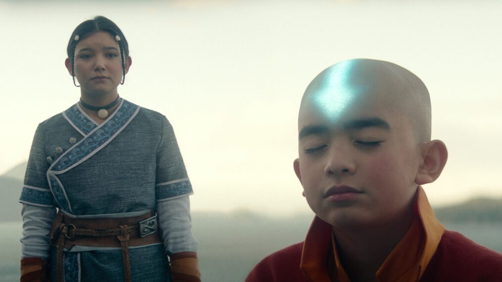 Kiawentiio as Katara, Gordon Cormier as Aang in Avatar: The Last Airbender