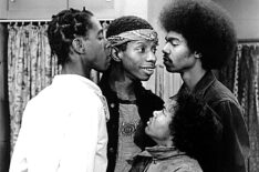 Jimmie Walker, is intimidated by gang members, Michael Roberts, Douglas Grant, Oscar DeGruy in Season 2 of Good Times