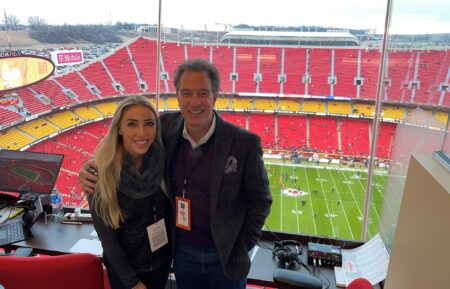 Olivia Harlan Dekker with her father Kevin Harlan
