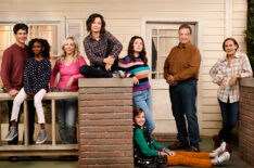 'The Conners' stars Michael Fishman as D.J. Conner, Jayden Rey as Mary Conner, Lecy Goranson as Becky Conner-Healy, Sara Gilbert as Darlene Conner, Emma Kenney as Harris Conner-Healy, Ames McNamara as Mark Conner-Healy, John Goodman as Dan Conner, and Laurie Metcalf as Jackie Harris.