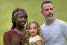 Andrew Lincoln as Rick Grimes, Chloe Garcia as Judith, Danai Gurira as Michonne - The Walking Dead