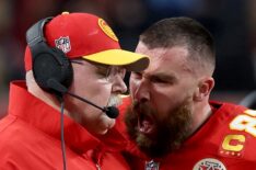 Andy Reid and Travis Kelce at Super Bowl